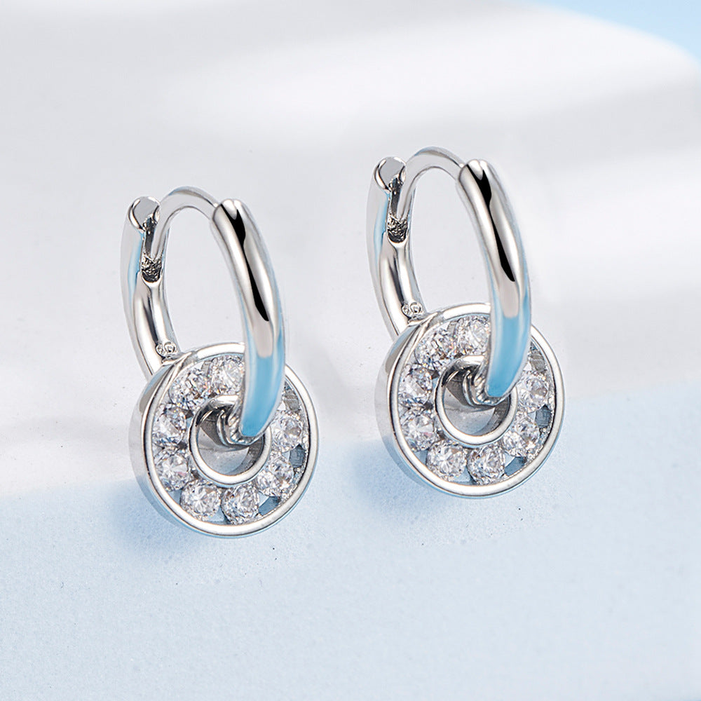 Boucles d'oreilles rondes pour femmes, motif géométrique, personnalité, pavé, rêve