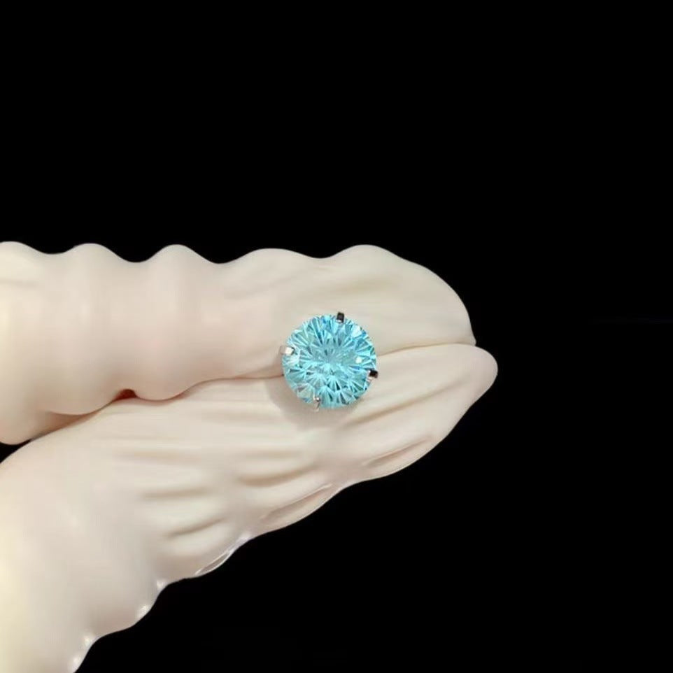 Fireworks Cut Gradient Sky Fire Zircon Flash Medical Titanium Steel Stud Earrings