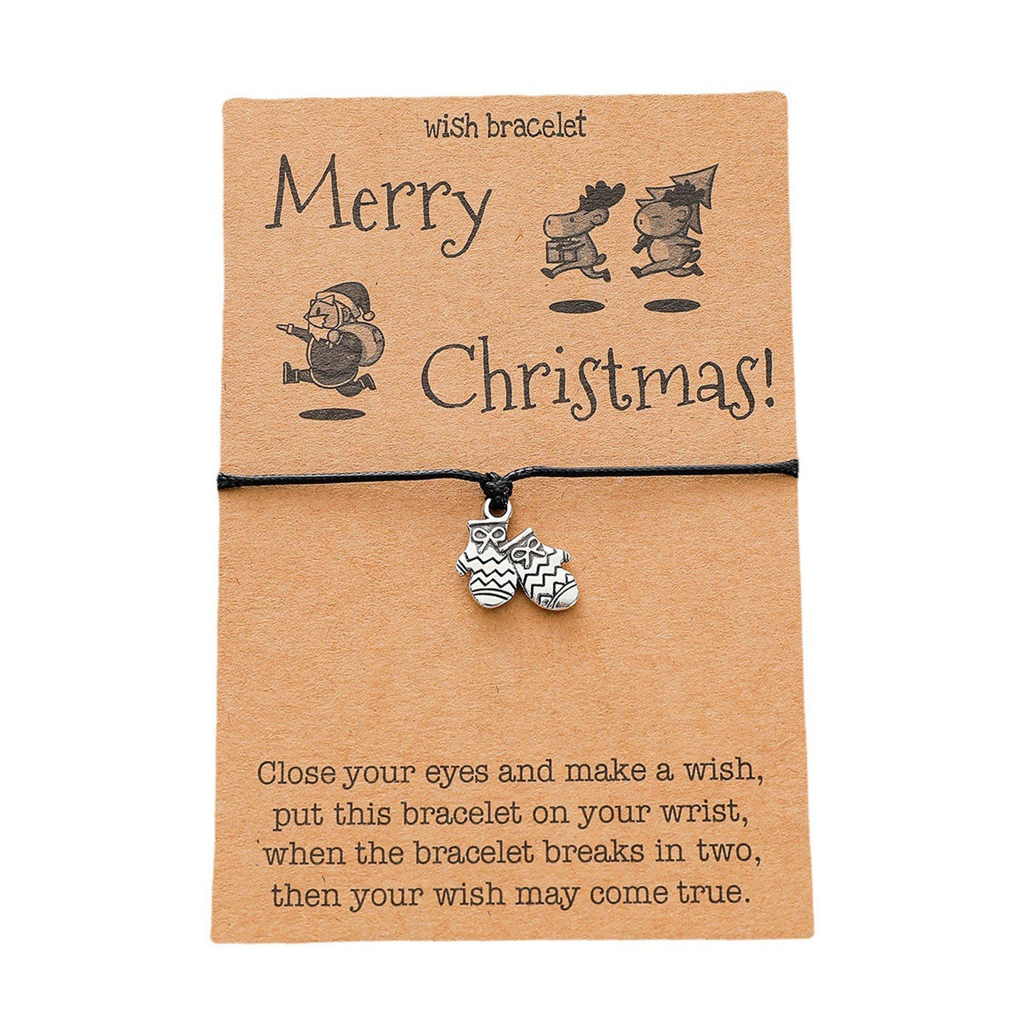 Christmas Card Alloy Pendant Hand Weaving Bracelets