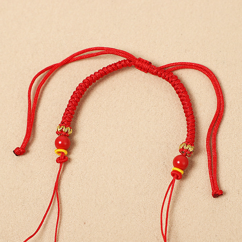 Rope Beads Threading Hand-made Red Gold Lucky Bracelets