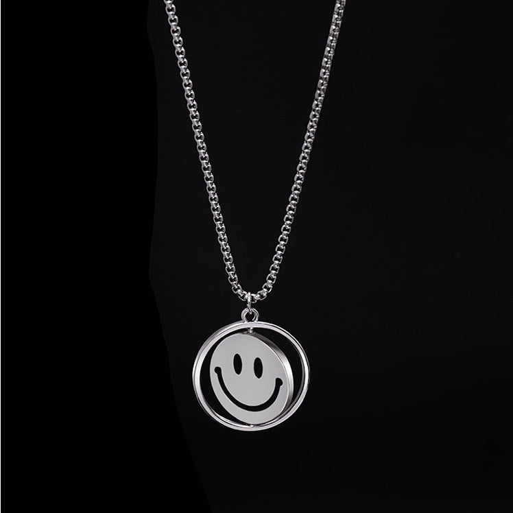 Women's & Men's National Fashion Rotating Smiley Street Double-sided Expression Disco Necklaces
