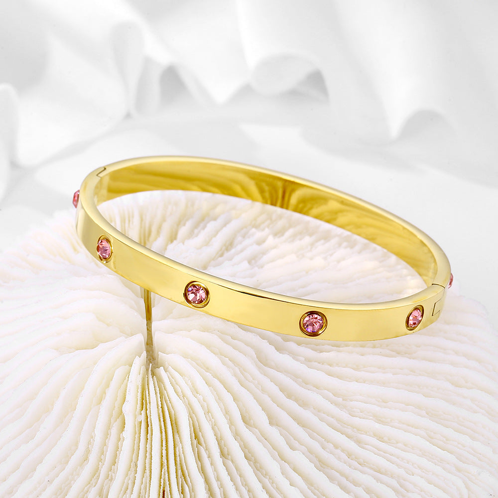 Fashion Full Diamond Titanium Steel No Fading Niche High Bracelet