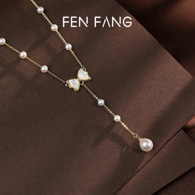 Water Pearl Starry Sky Personality High Sense Clothes Necklace