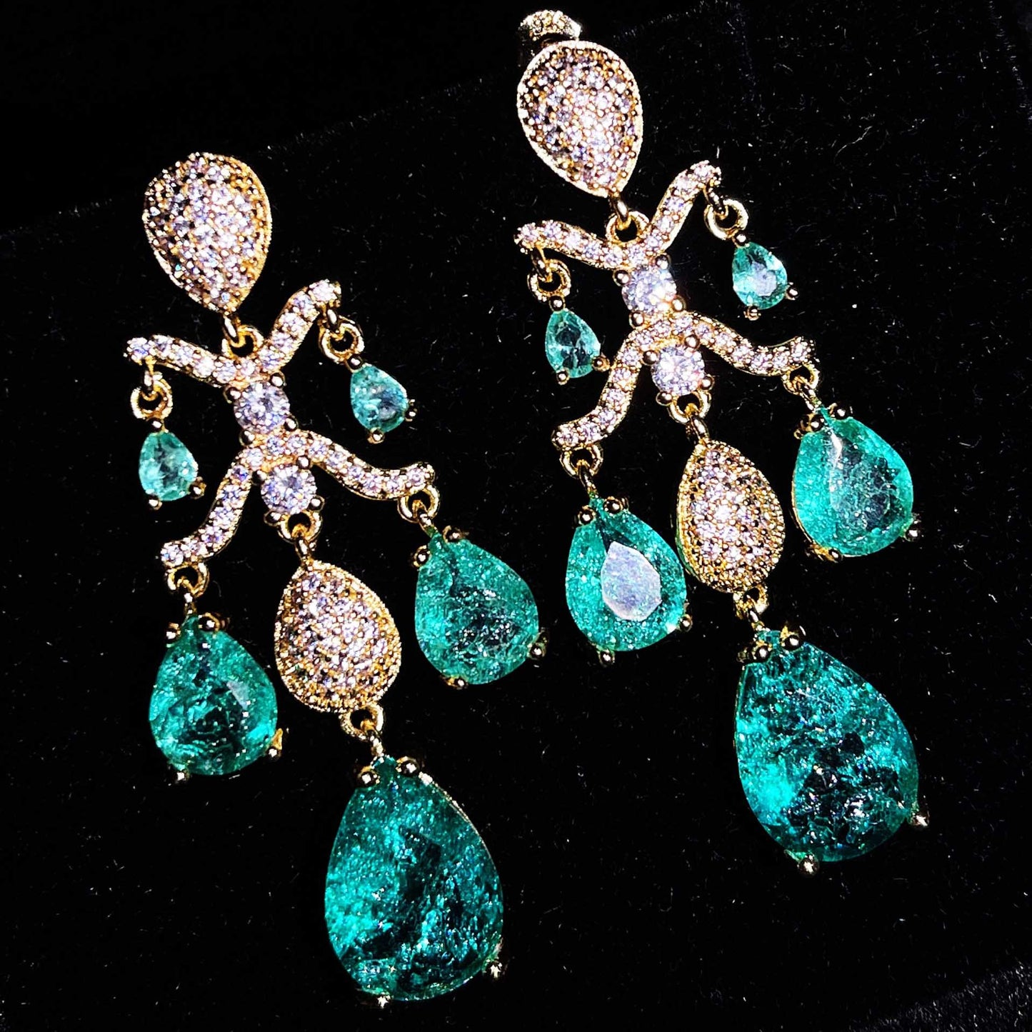 Women's Crack Blue Crystal Diamond In The Earrings