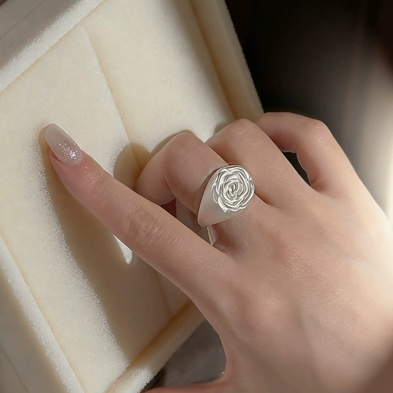 Sweet Cool Exquisite Rose Flower Female Fashion Temperament Entry Lux Rings