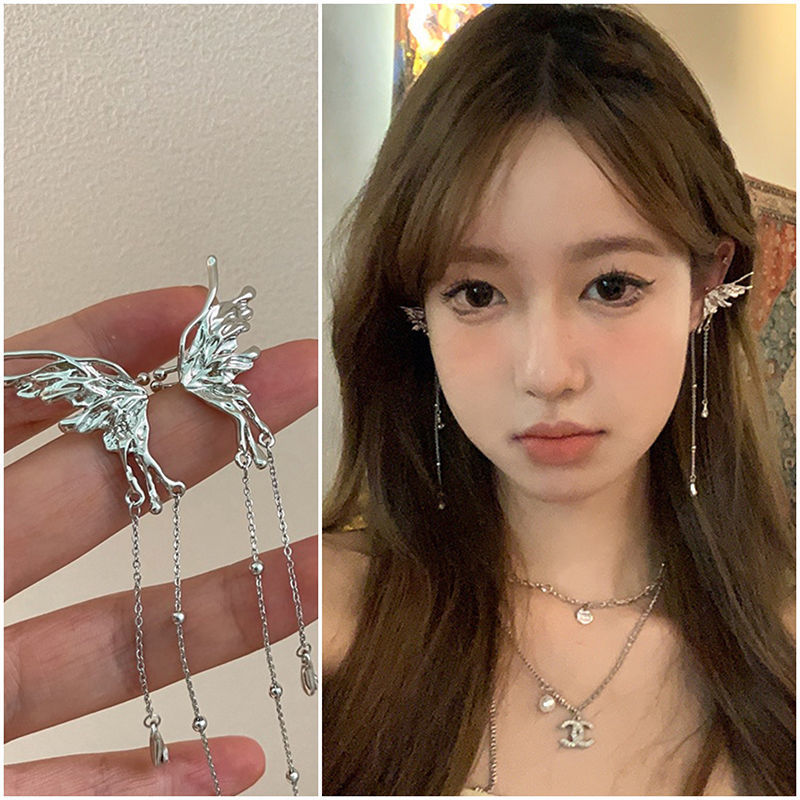 Super Fairy Elf Butterfly Tassel Female Bone Temperament High Sense Ear Clip