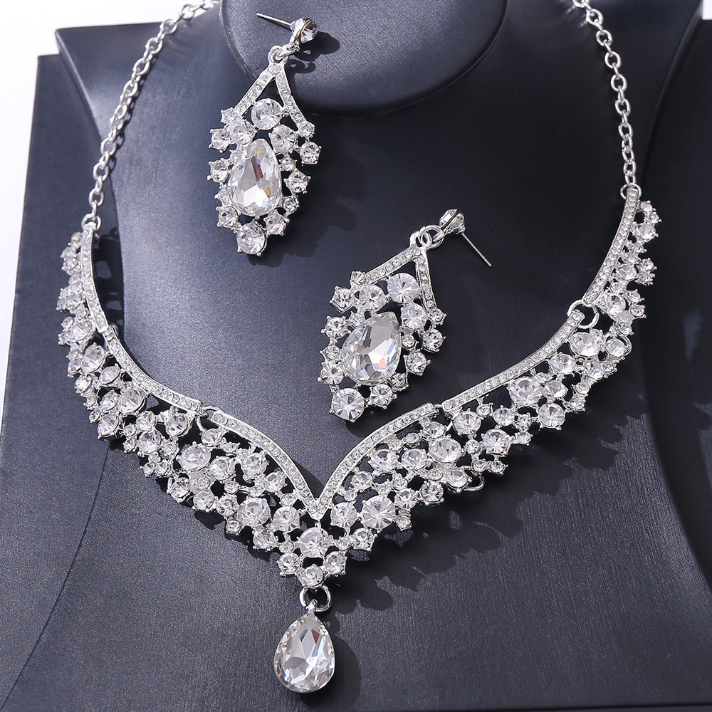 Exquisite Colorful Crystal Glass Drop-shaped Wedding Necklaces