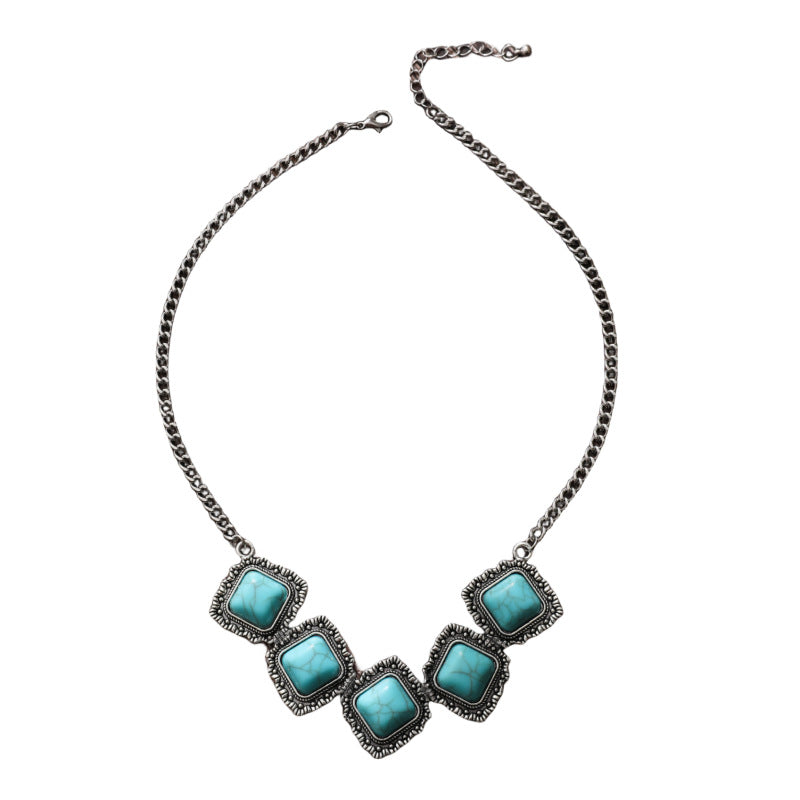 Retro Fashion Creative Simple Temperament Turquoise Two-piece Necklaces