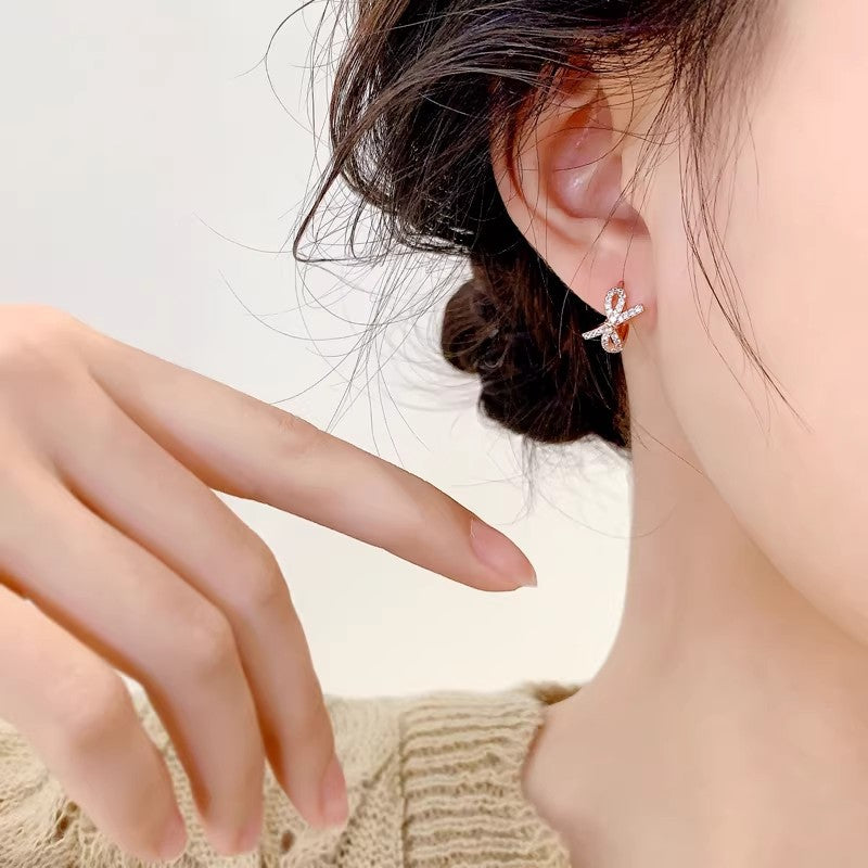 Rose Gold Bow Ear Clip Small Delicate Female Niche Unique Rings