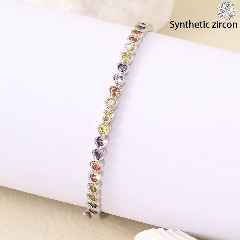 Copper Heart Shape With Diamond Color High Profile Fashion Bracelets