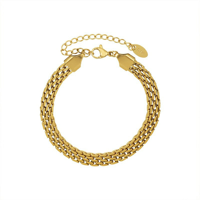 Women's Mesh Style Design Titanium Steel Gold Fashion Bracelets