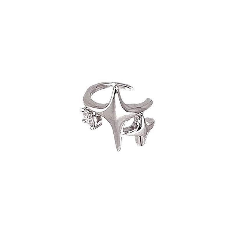 Four Stars Geometric Asterism Rhinestone Personality Sweet Cool Rings