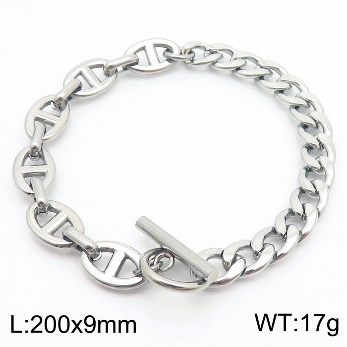 Men's Fashion Trendy Patchwork Double Color Chain Figaro Jewelry Set