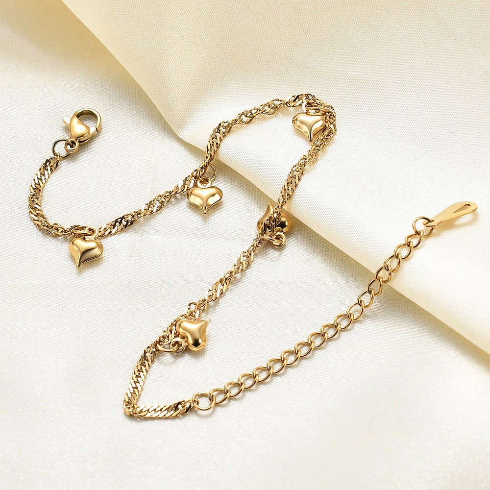 Style Simple Graceful Love Three-dimensional Gold Bracelets