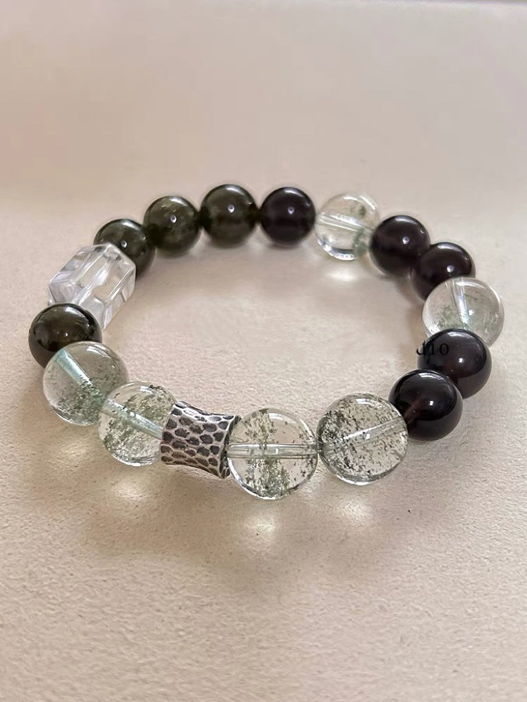 Crystals Crystal Black Agate Sterling Sier Bracelets