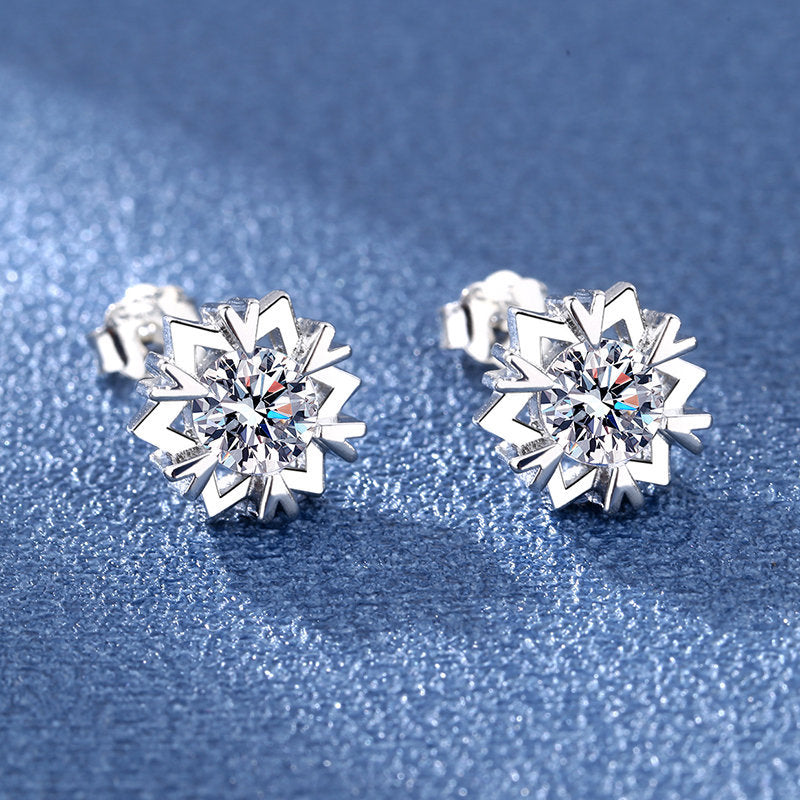 Women's Snowflake Ear Fashion Sier-plated Simple Zircon Earrings