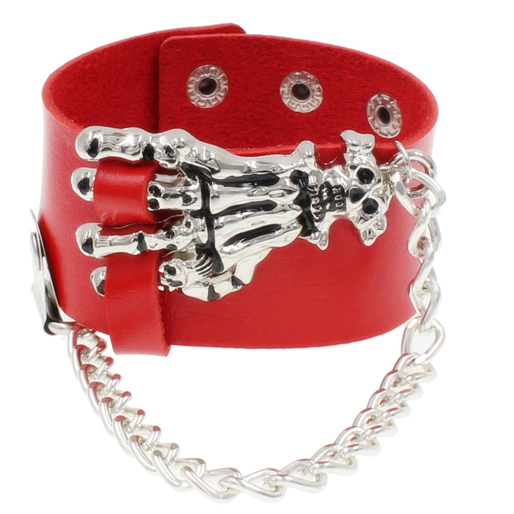 Herren-Armbänder im Vintage-Stil aus Leder mit Totenkopf und Geisterklaue