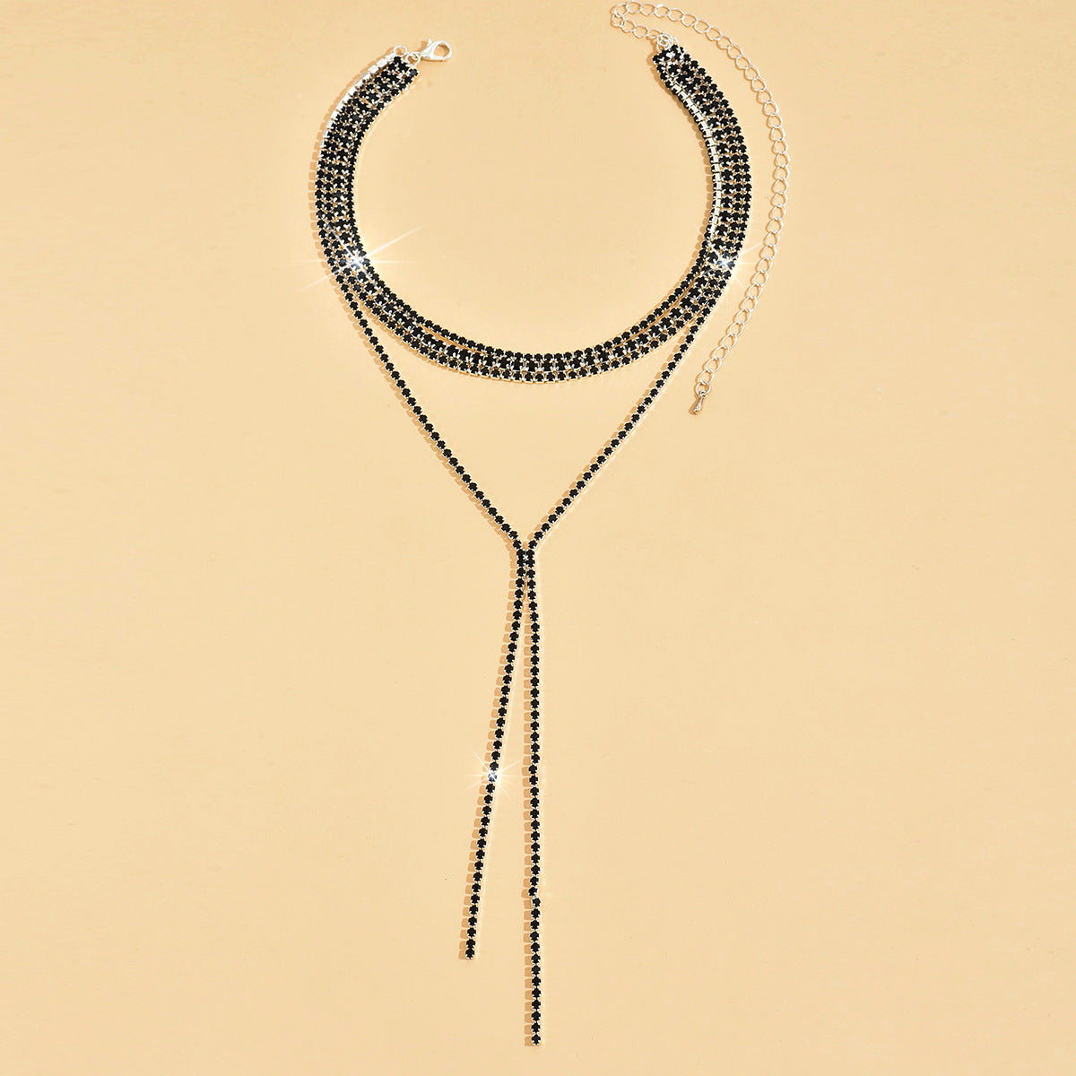 Exaggerated Minority Fashion Rhinestone Light Luxury Tassel Dinner Ball Back Necklaces