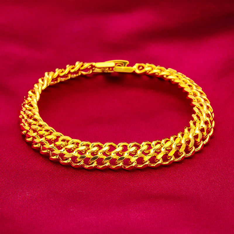 Bracelets vietnamiens en laiton plaqué or pour femmes, hommes et mille-pattes, cravache plate