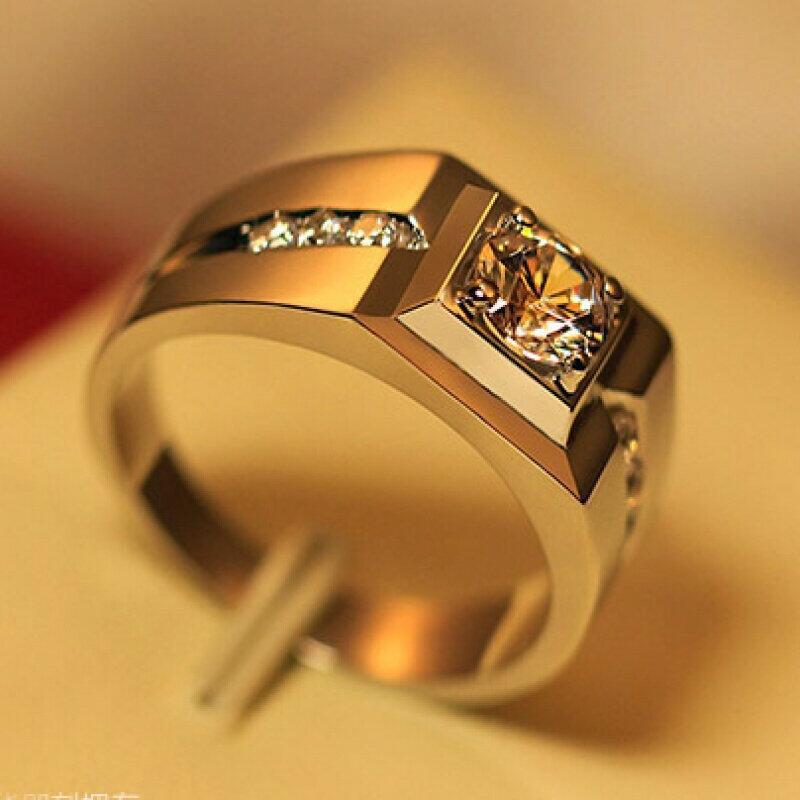 Men's Open Domineering Wide Simulation Diamond Big Man's Ring