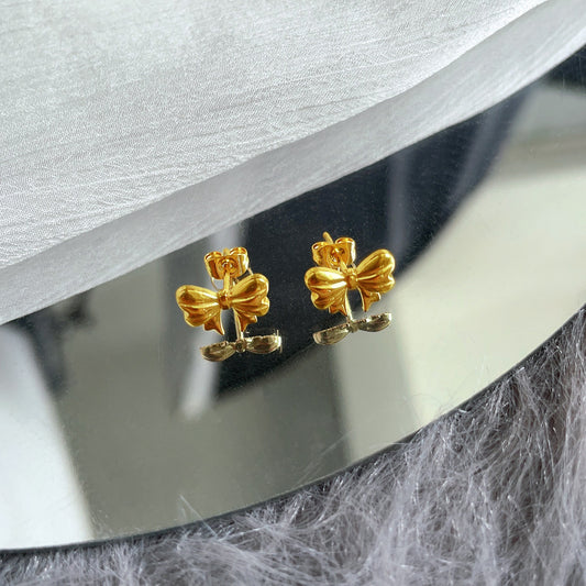 Titanium Steel Princess Series Bow Live Earrings