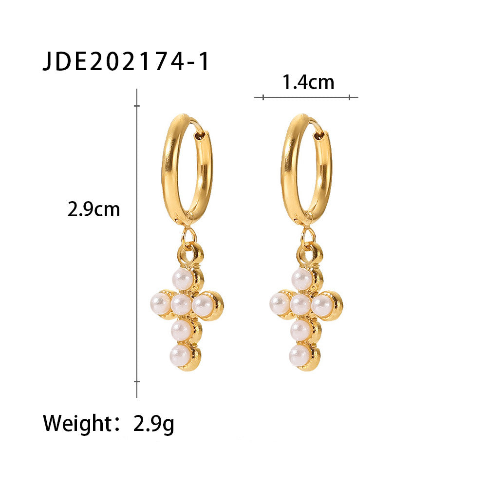 French Fashion Titanium Steel Gold Stainless Earrings