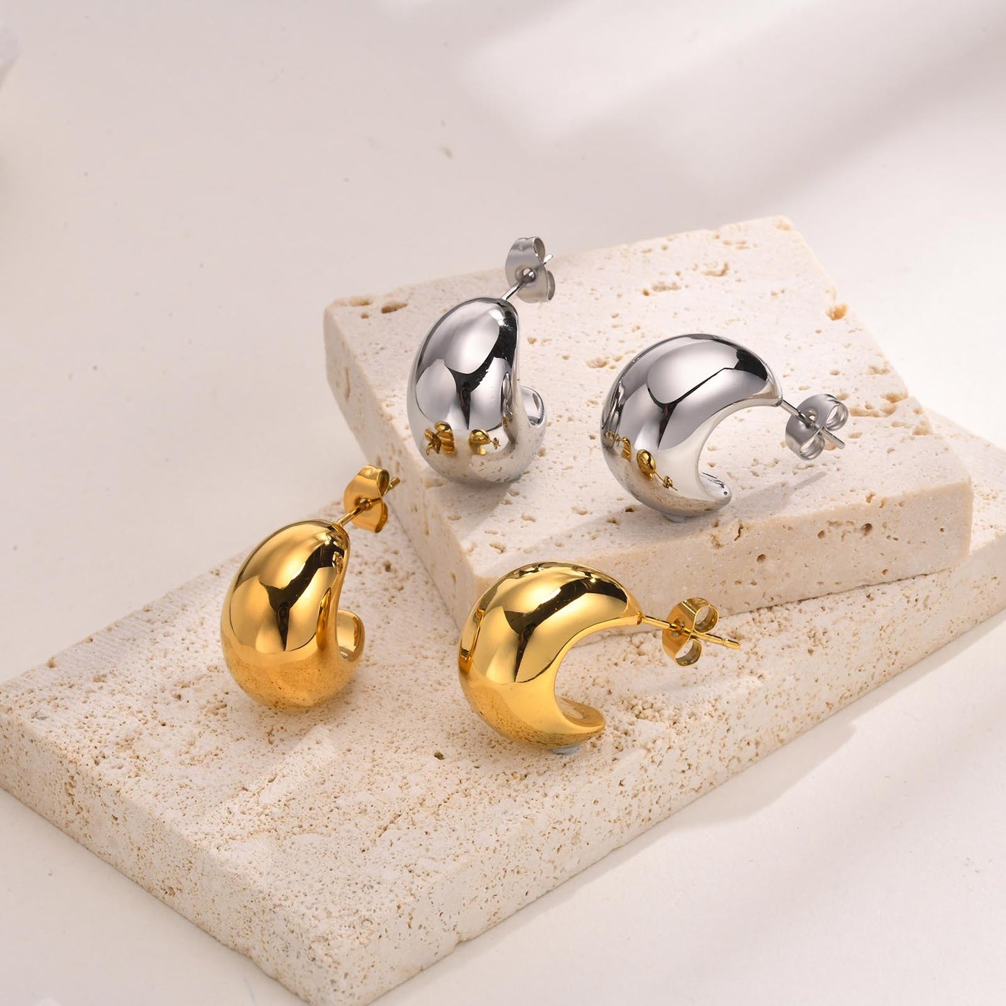 Chubby Round Titanium Steel Fashionable Irregular Earrings