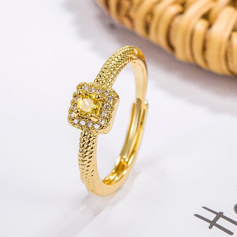 Yellow Diamond Female Light Luxury Minority Design Ring