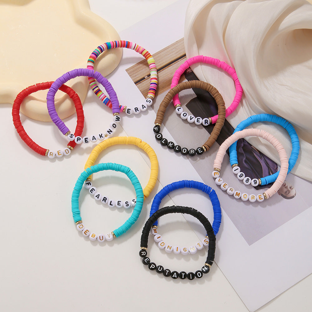 Bracelets anglais en argile polymère Swift Fan Color pour femmes