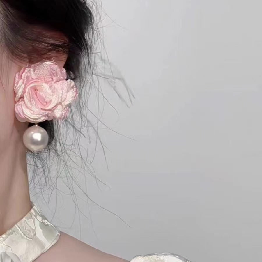 Vacation Style Flower Pearl Light Luxury Stud Earrings