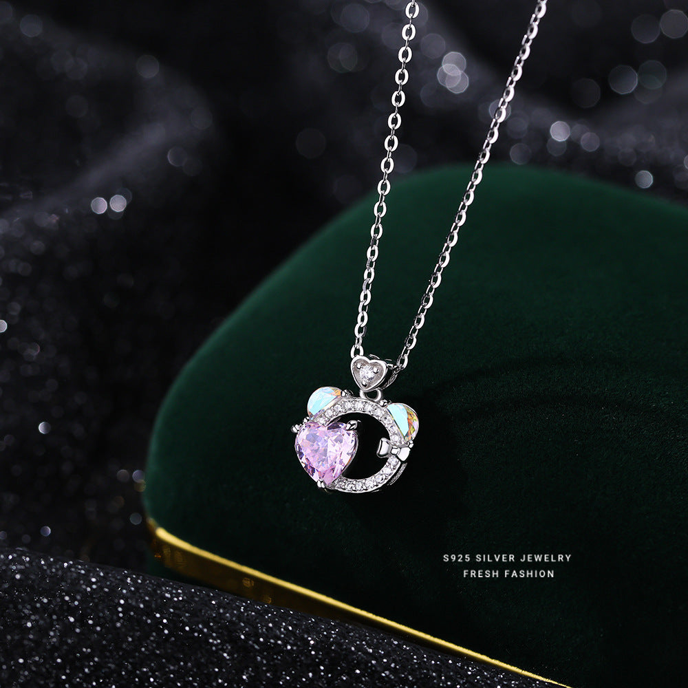 Women's Sterling Sier Colorful Zircon Advanced Design Necklaces