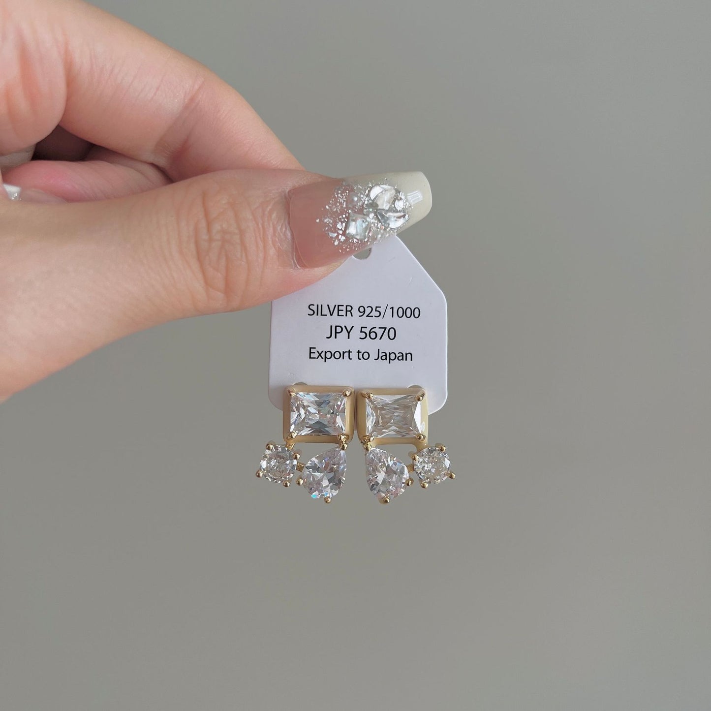 Women's Glazed Geometric Zircon Light Luxury Temperament Earrings