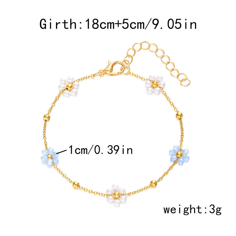 Women's Korean Style Fresh Flower Pearl Elegant Jewelry Set