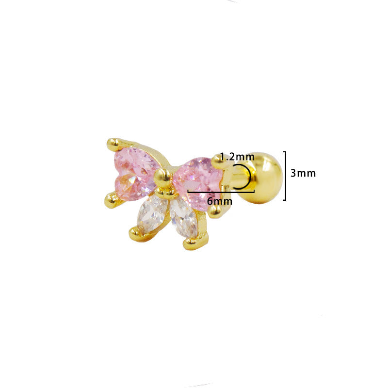Three-dimensional Butterfly Ear Bone Spider Piercing Stud Earrings