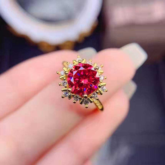 Plated Red Corundum Female Carat Snowflake Rings