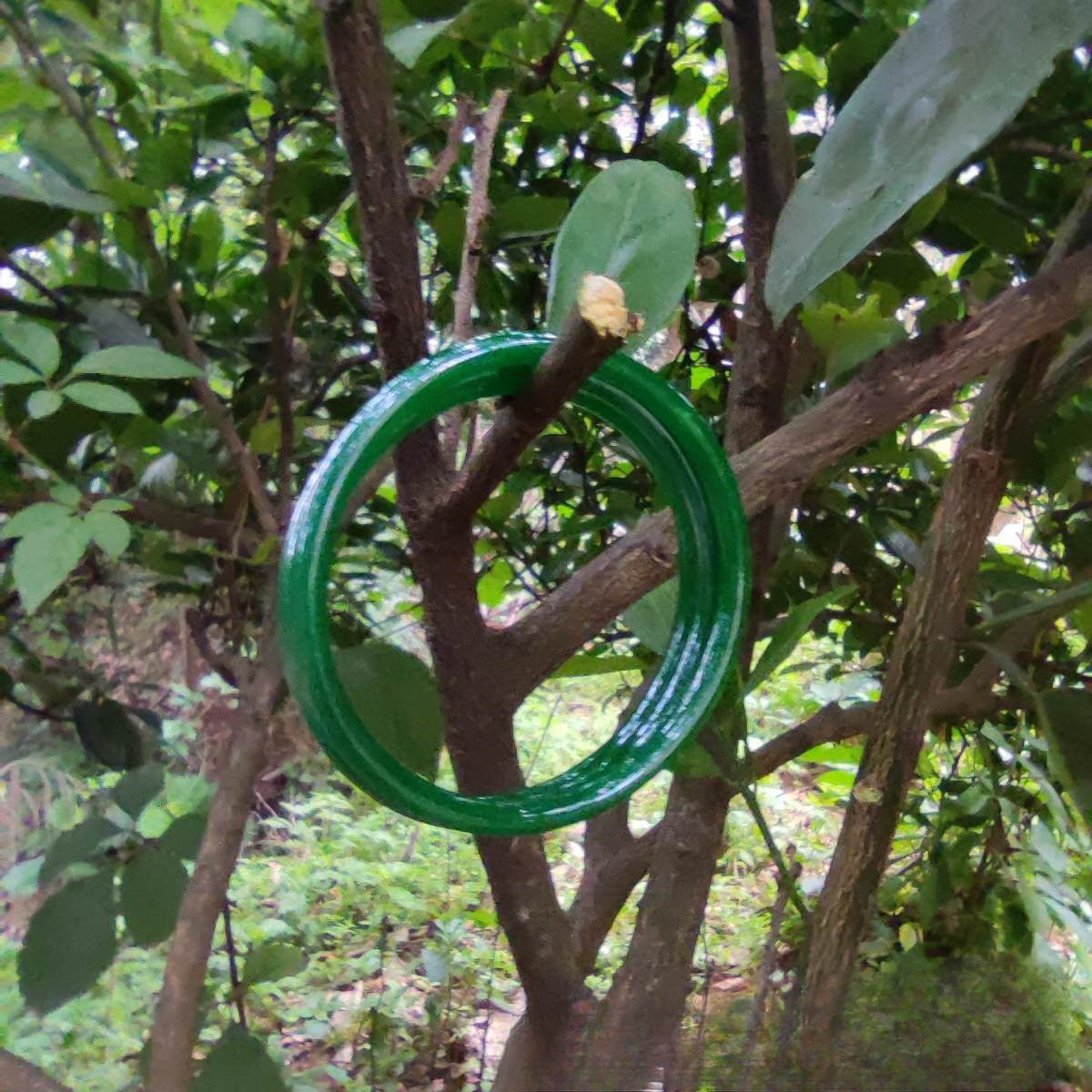 Transparent Glass Imitation Jade Jingle Round Bar Ancient Style Versatile Bracelet