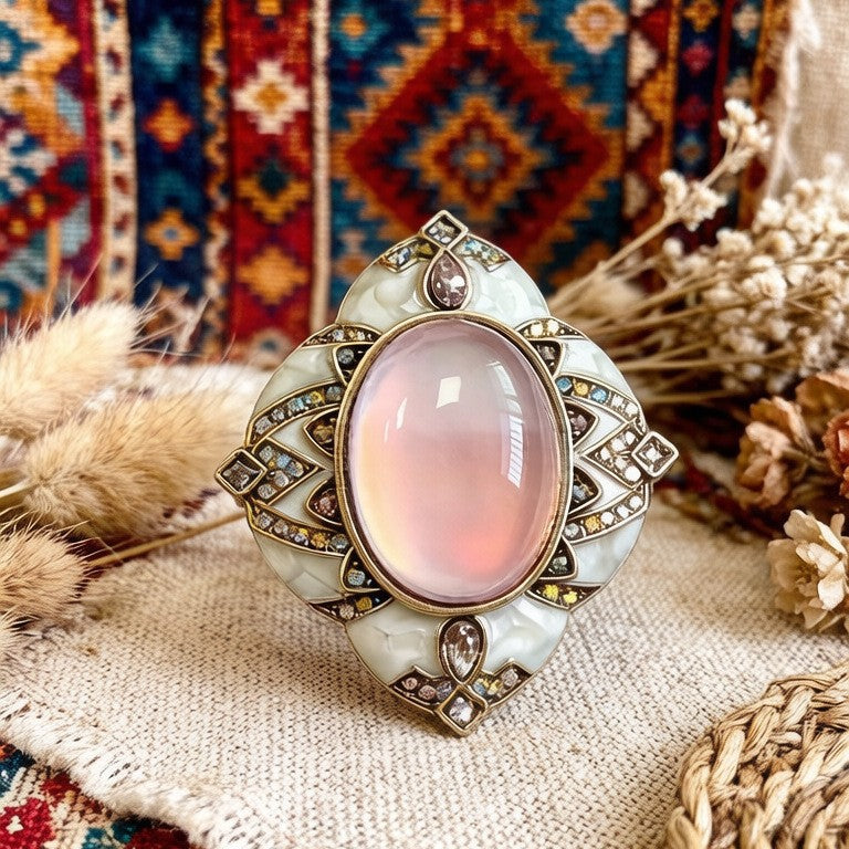Moonstone Enamel Palace Style Daily Commuter Ring