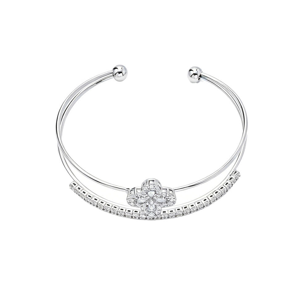 Women's Zircon Flower Diamond Open-ended Fashion Exquisite Minority Design Light Luxury Jewelry Set