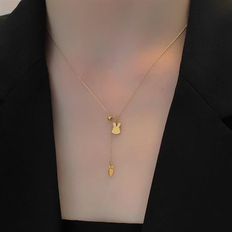 Broadcast Design Rabbit Radish Titanium Steel Necklaces