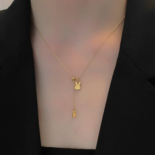 Broadcast Design Rabbit Radish Titanium Steel Necklaces