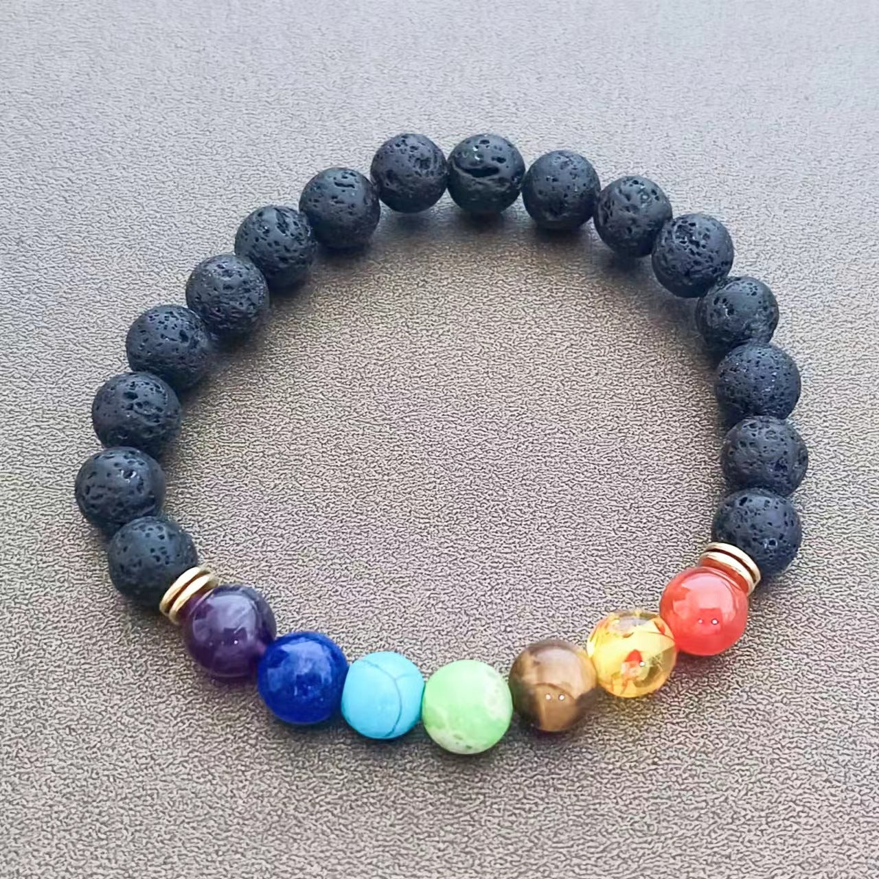 Colorful Natural Stone Alloy Volcanic Rock Bracelets