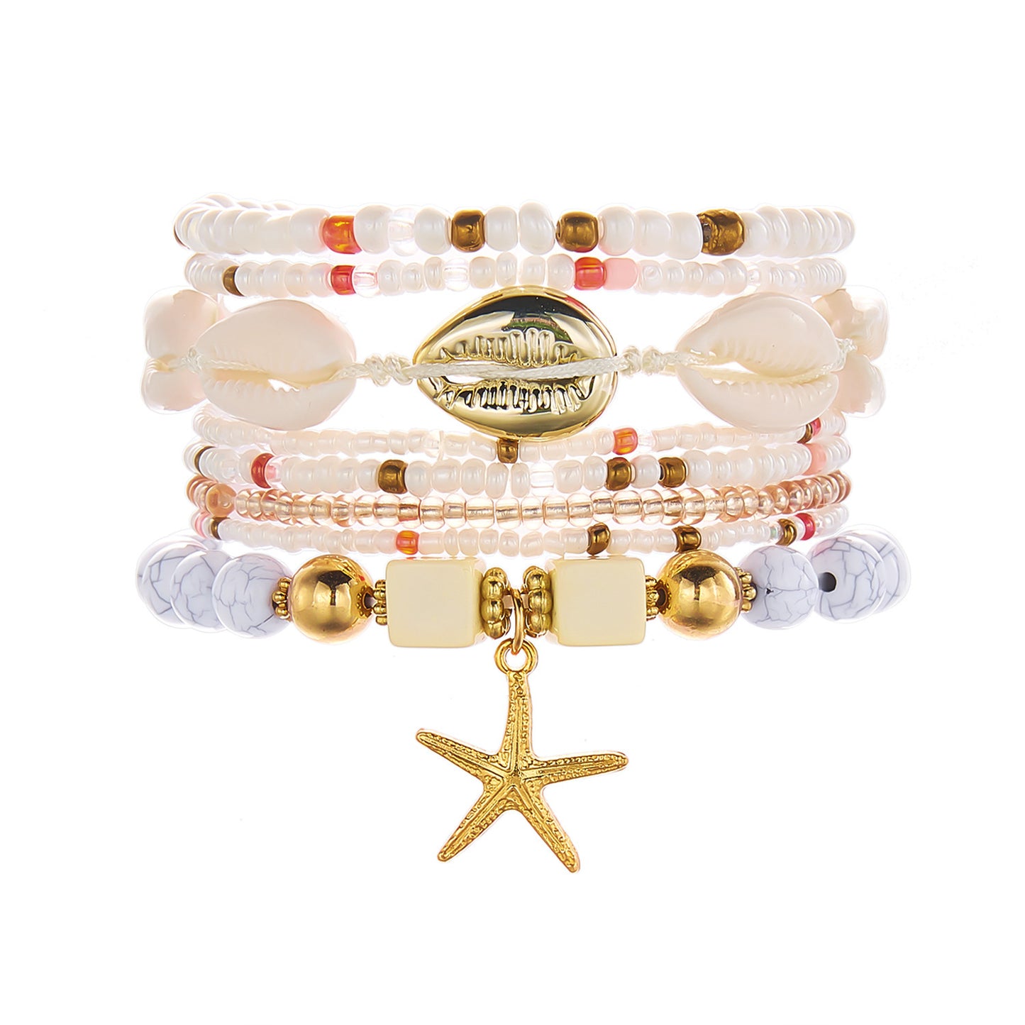 Bohemian Vacation Style Twin Bead Shell Creative Design Bracelets