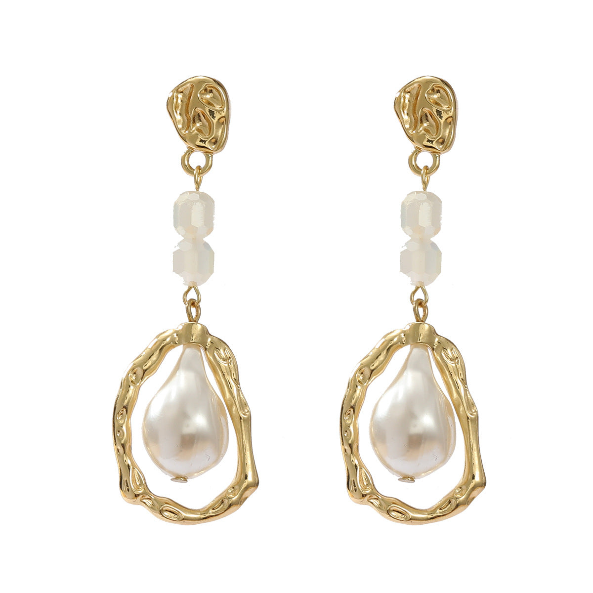 Metal Alloy Exaggerated Female Faux Pearl Earrings