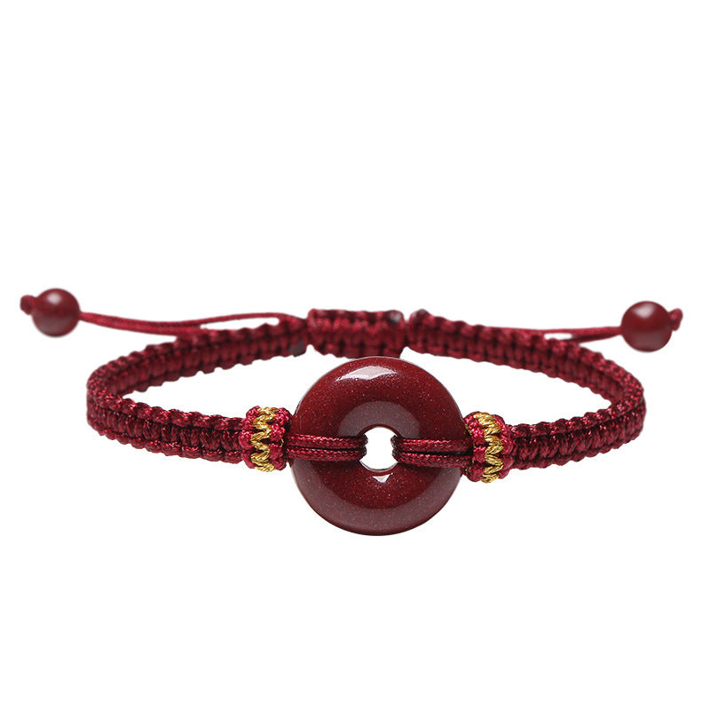 Women's & Men's Cinnabar Peace Buckle Carrying Strap Adjustable Red Rope Hand Bracelets