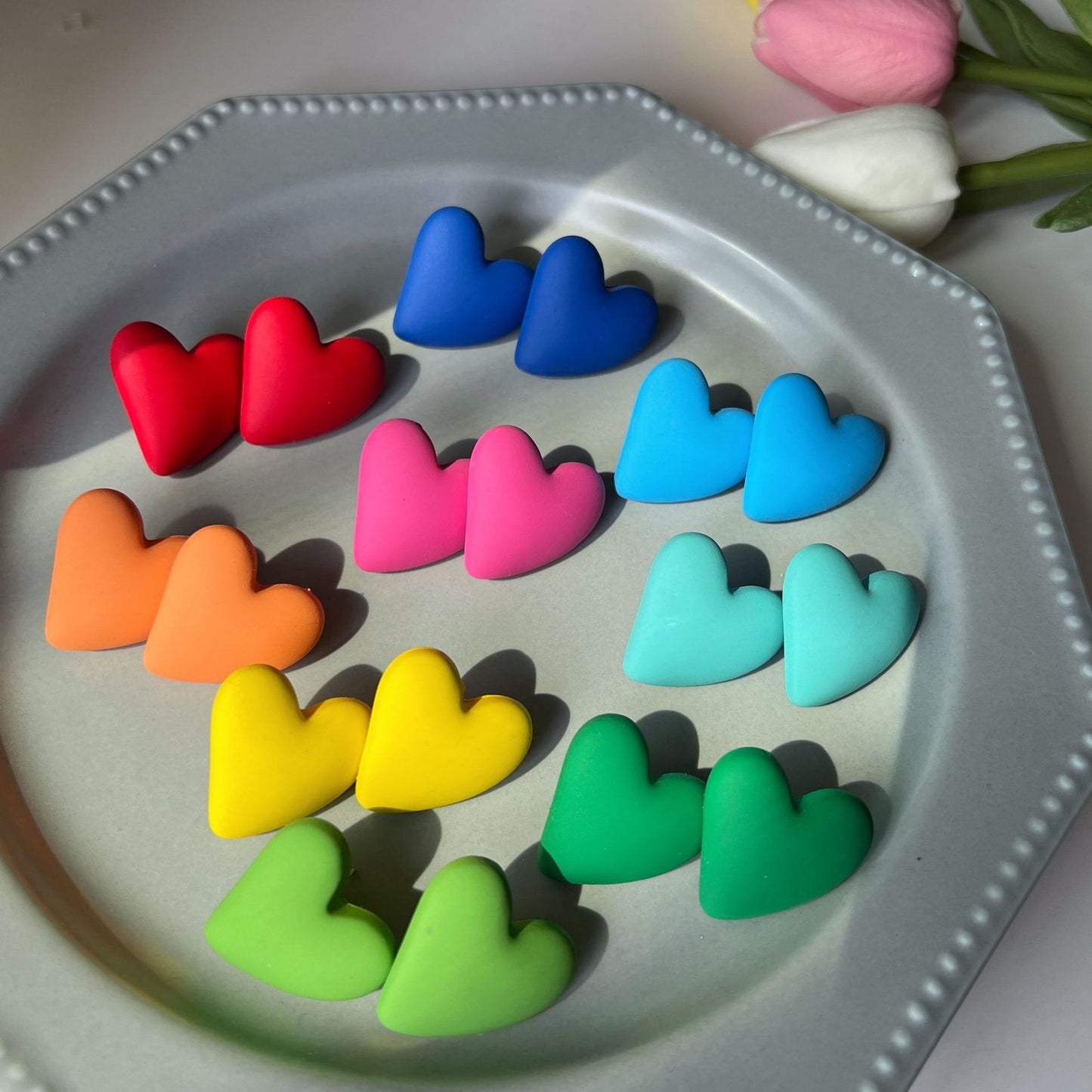 Ear Spray Paint Acrylic White Simple Stud Earrings