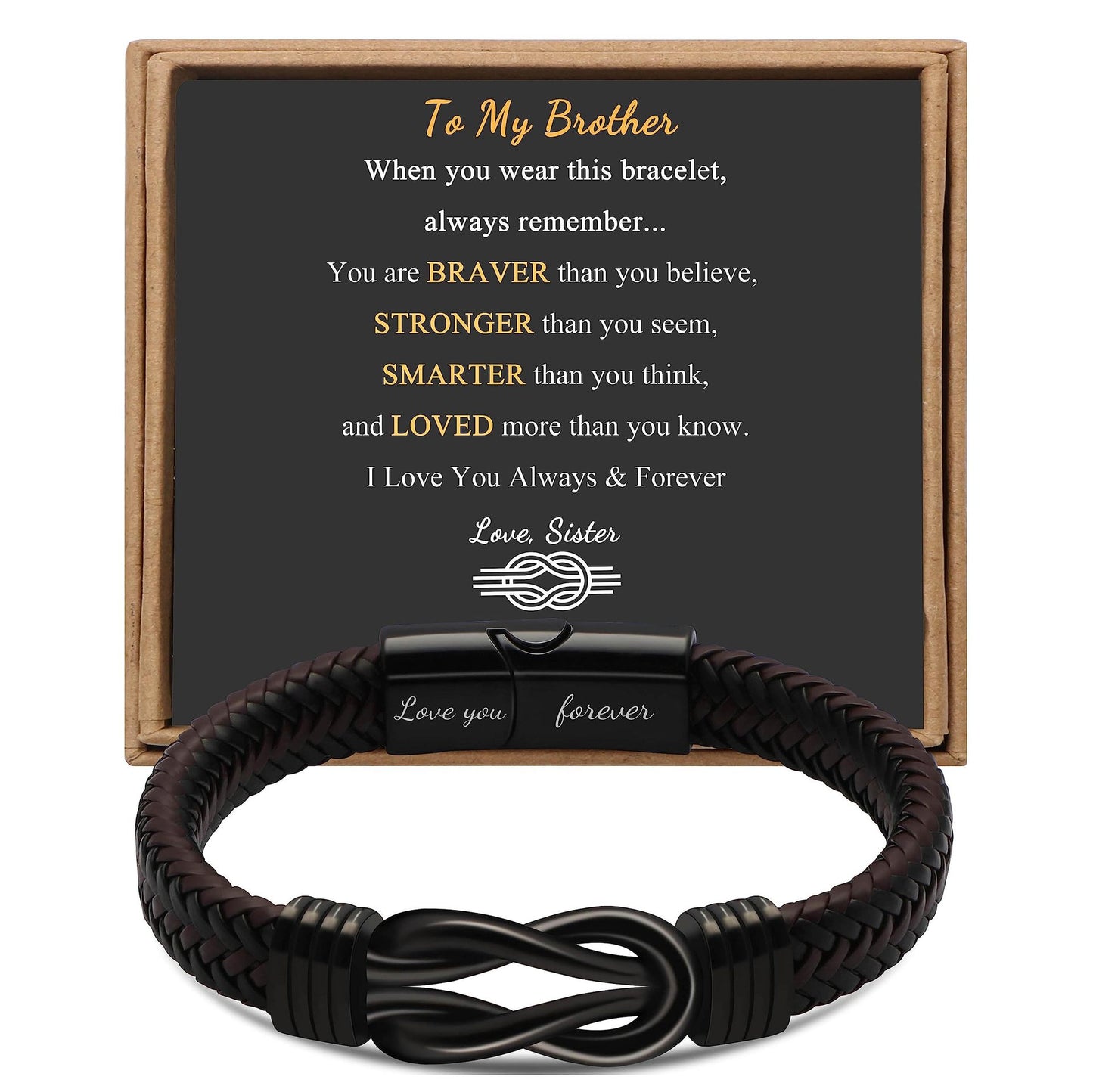 Men's Commuter Stainless Steel Leather Magnetic Black Bracelets