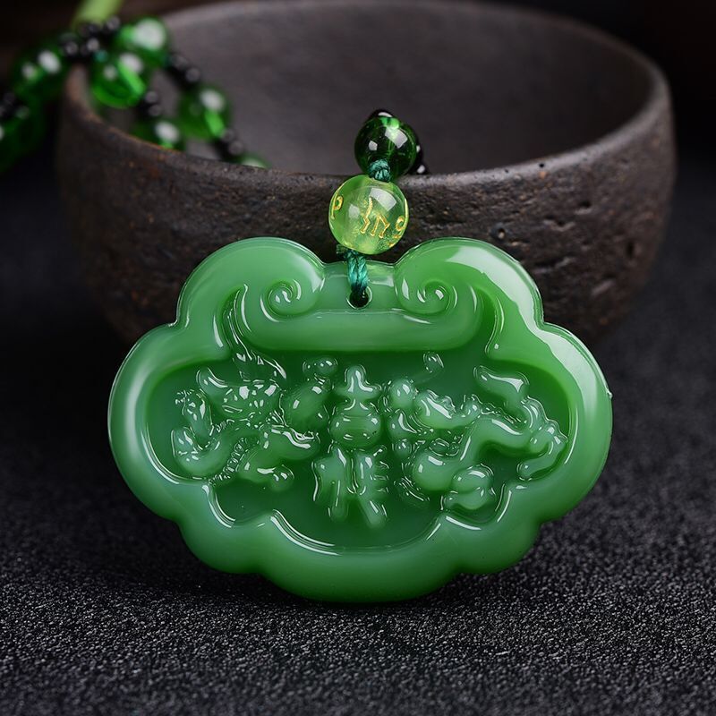 Green Jade Goddess Buddha Hand Maitreya Sweater Chain Safety Buckle Necklaces
