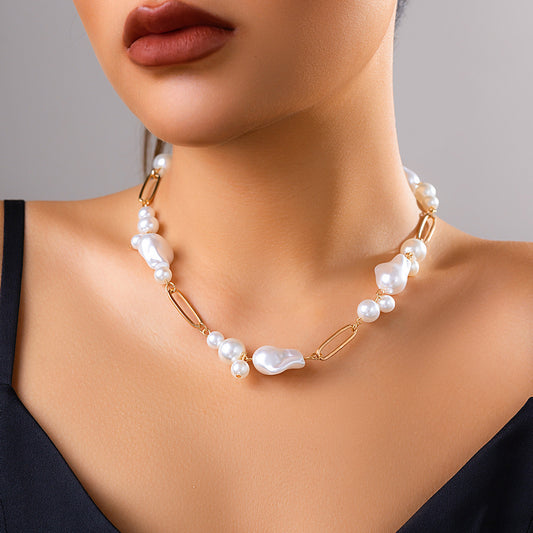 Baroque Shaped Imitation Pearl Vintage Short Necklaces