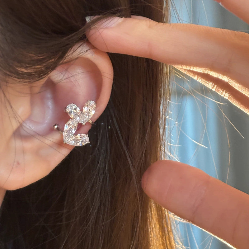 Sweet Loving Heart Zircon Without Pierced Female Niche Unique Ear Clip
