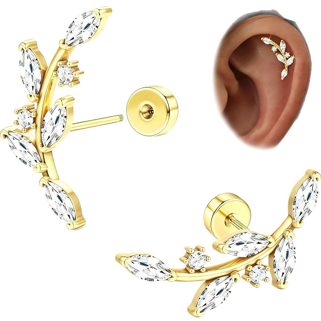 Horse Eye Inlaid Zirconium Round Cake Female Stud Earrings